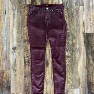 7 FOR ALL MANKIND WAXY BURGUNDY LOW RISE JEANS